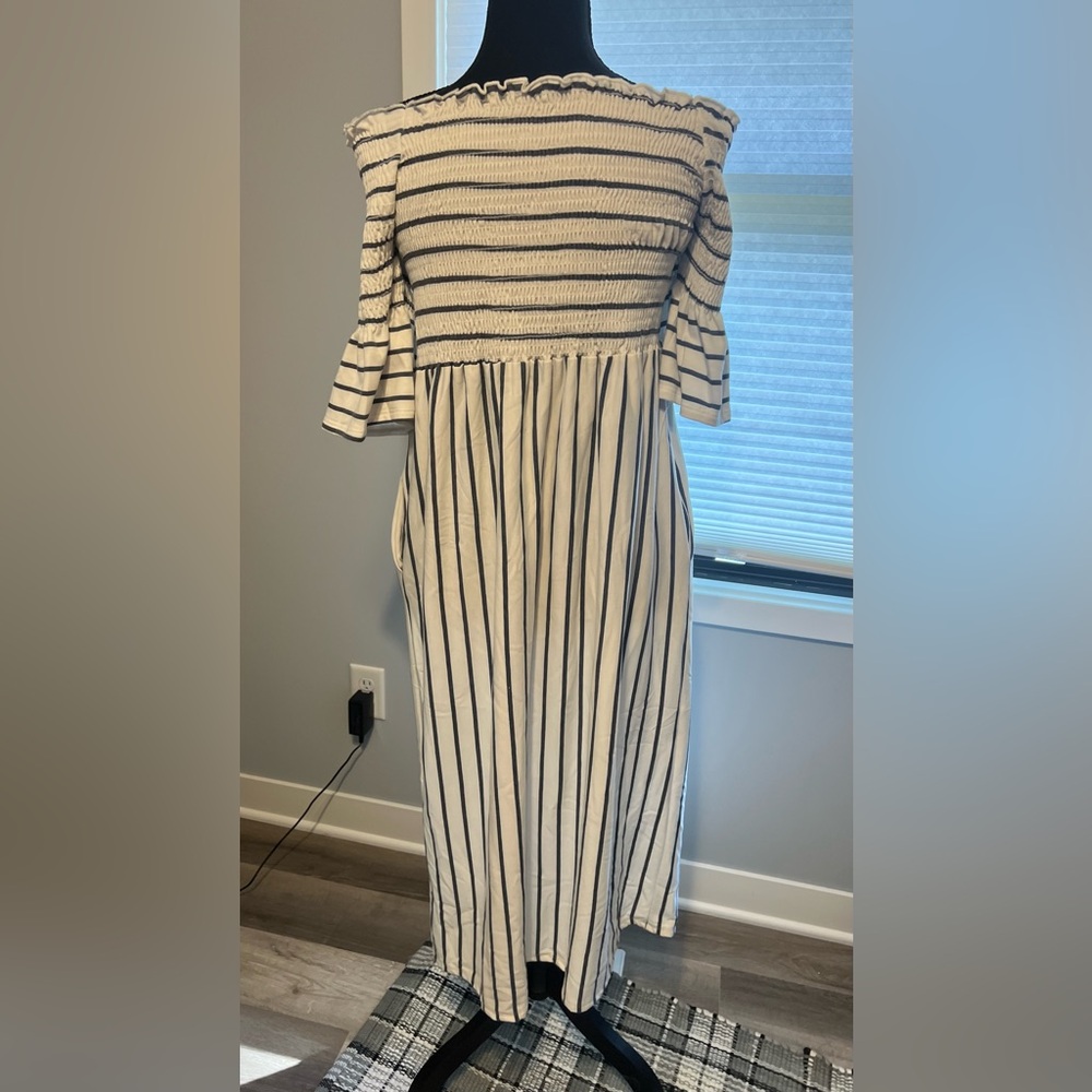 Acting Pro Monochrome Striped Dress